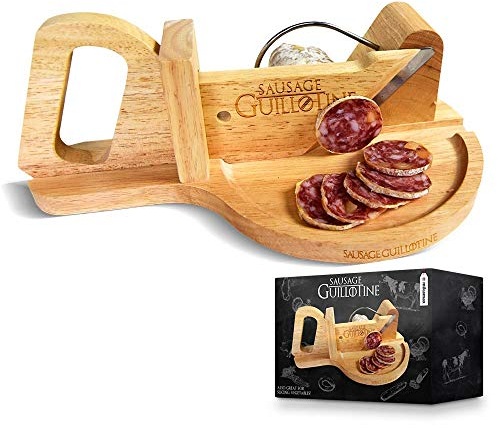 mikamax - Guillotina de Salchicha - Guillotina para Cortar Embutidos, Verduras y Queso - Madera sólida