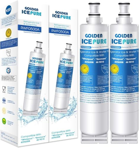 GOLDEN ICEPURE Kylskåpsvattenfilter Ersättning för Whirlpool 4396508, Maytag, KitchenAid, SBS002, S20BRS, 481281729632, 461950271171, 481281728986, 2 stycken (faktura tillgänglig).