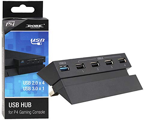 Colorful PS4 USB Hub 5 Port, Hochgeschwindigkeits Erweiterungsadapter, Hub Ladegerät Controller Adapter Stecker Anschluss für Sony Playstation 4, Schwarz