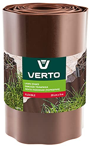 VERTO Flexible Rasen- und Beeteinfassung - Braun - 9 m Länge & 20 cm Höhe - Aus schlagfestem Kunststoff - Einfach zu montieren - Zuverlässige Wurzelsperre/Rasenkante/Beetbegrenzung