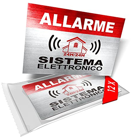 Imaggge.com - Adesivi deterrenti Allarme - Sistema elettronico - Confezione da 12 - Dimensioni 8,5 x 5,5 cm