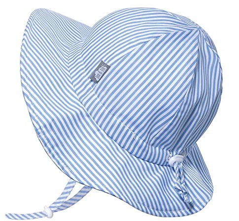 Jan & Jul Cappello da Sole Traspirante per Bambini, 100% Cotone (Taglia: 6-24 Mesi, Strisce Blu)