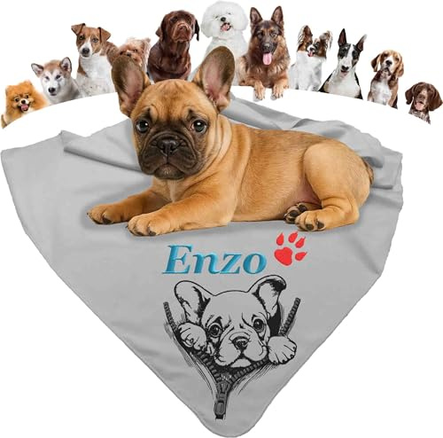 Personalisiertes Hundehandtuch – Mikrofaser Handtuch für Hunde, bestickt mit Wunschnamen & Hunderasse – ultra saugfähig, schnell trocknend – alle Rassen möglich