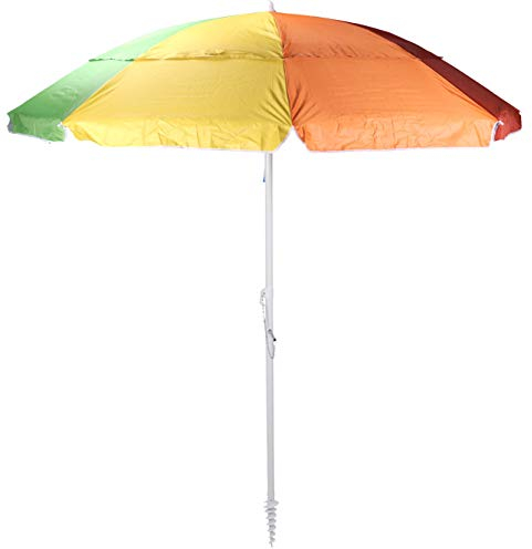 Ombrellone colorato 220 cm con manicotto inferiore – 50 + protezione UV – Ombrellone da spiaggia con snodo, multicolore