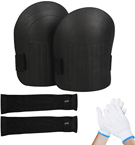 BIGKASI Genouillère de Travail Jardinage, Genouillère Mousse Eva avec Gant en Nylon et Protège-manche pour Jardinier Ouvrier Anti Collision Protège Genoux Construction Travaux de Revêtement de Sol