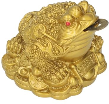 Lucky Money Frog, Feng Shui Toad,3 Legged Lucky Frog with Money Coin, Chinese Charm Treasure Basin Statue, Attract Wealth Good Luck Prosperity for Home Car Decoration(Bronze S 6 * 6 * 5mm)