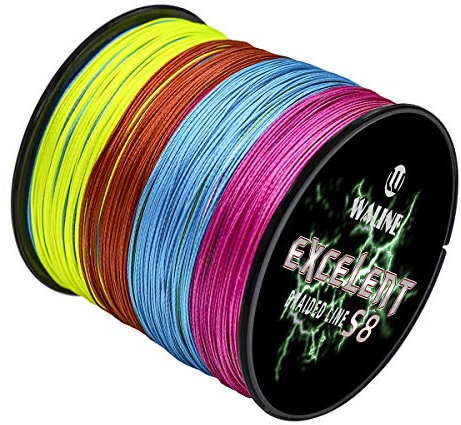 Waline Angelschnur, sehr stark, 8 Stränge, geflochten, 300 m, 500 m, Polyethylen-Angelschnur, Multifilament, 9 kg, 13.6 kg, 18.1 kg, 22.7 kg, zum Meeresangeln (mehrfarbig, 18.1 kg/0.28 mm/300 m)