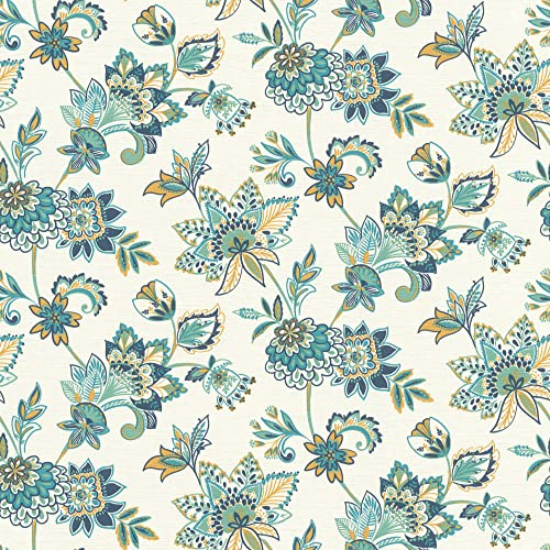 Rasch 466737 tapet 466737-blommiga blommor i vitt, blått och grönt från Salsa-kollektionen 10,05 m x 0,53 m (L x B) fibertapet