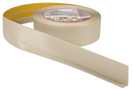 ProfiPVC Weichsockelleiste selbstklebend aus PVC 50x20mm 5m Beige | Bodenleiste aus Kunststoff, flexible Sockelleiste Knickleiste für Zimmer, Küche, Badezimmer, weiche Fußleiste Abschlussleiste