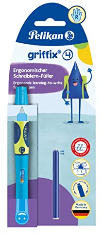 Pelikan griffix Schreiblern-Füller für Rechtshänder, Neon fresh blue, 1 Stück auf Blisterkarte