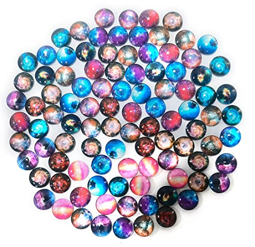 LIHUADE 100 Stück Dekorative Himmel Glas Cabochons Granulate,12mm Glasnuggets Gemischte Farbe für DIY Handwerk Schmuck Machen