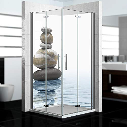 dedeco Eck-Duschrückwand wasserfest Motiv: Zen V7, 2 x 100x210 cm, als Badrückwand zum Fliesenersatz, als Dekorwand, Wandverkleidung und Duschplatte aus Aluminium - Made in Germany