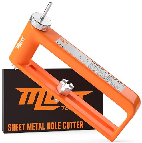 Mutt Tools Adjustable Hole Cutter for Metal – Cuts 2–12 Holes in 24ga Steel & 26ga Stainless – Heavy Duty Tool for HVAC, Duct Work, Electrical & Ceiling Installs