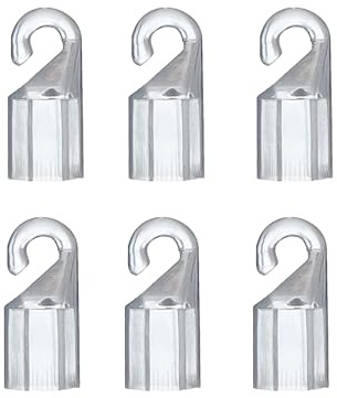 SHENLONG 6 x Haken für Jalousien, transparenter POM-Kunststoff, Schäferhaken, Wandspitze, Verbindungsstab, Kappe für Sechseck 7 mm im Durchmesser, Jalousien, Kippstab und Holzjalousien
