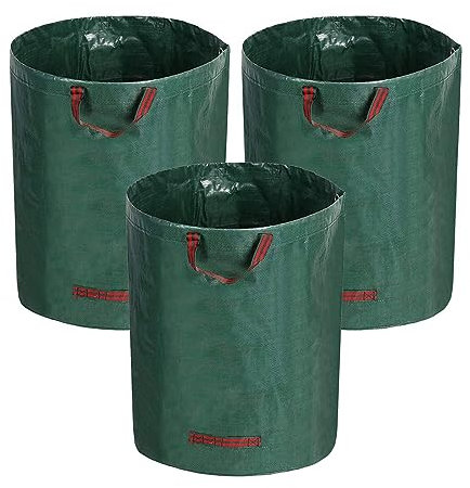 FVTVHEV Gartenabfallsack, Gartensack, Big Pack Müllsäcke 300 Liter mit Griffen, Faltbare Gartenabfallsäcke zum Sammeln von Laub, Müll und Schutt, einfach zu manövrieren 60L*3pcs