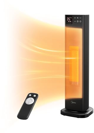 Midea NTH20-22ER Stufetta Elettrica a Basso Consumo con Termoventilatore, 2000W, Tecnologia Ceramica Silenzioso, Timer 24H, Modalità ECO, 2 Livelli di Temperatura, Termostato Ambiente