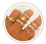 TOSGMY Gold Silver Rings For Women Non Tarnish Gold Plated Stackable Rings Wedding Engagement Bands Dainty 14K Gold Ring Simple Trendy Cubic Zirconia Thumb Stacking Ring Pack Size 4-11