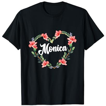 Monica Flor Corazón Personalizado Nombre Monica Camiseta