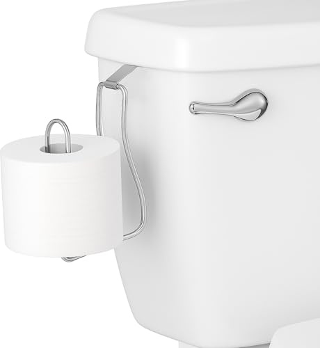 Over The Tank Toilet Paper Holder - No Drill Hanging Bathroom Tissue Roll Dispenser for Small Bathrooms, RVs & Campers - Rust Resistant Chrome Finish - Space Saving Storage Organizer Hook