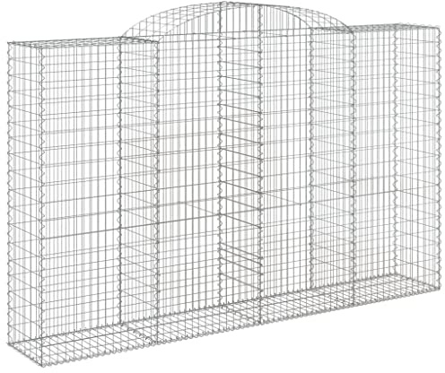 vidaXL Arched Gabion Baskets 2pcs – Galvanised Iron Garden Barriers – Decorative and Sound-Insulating – Perfect for Outdoor Spaces – Durable and Sturdy Construction – Flexible Use – Silver