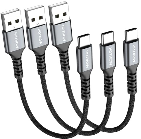 HOTNOW Cable USB A a USB C Corto 30cm 3Pack, Cable USB C Carga Rápida 3A | Cable Tipo C Trenzado Nylon para iPhone 17/16/15, Galaxy S25/S26/ S24/S9/A16, Note 20, Huawei P50/P40, Pixel, iPad