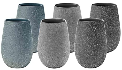Stölzle Lausitz Longdrinkbecher Stones/gemischtes 6er Set Trinkgläser/Cocktailgläser/hochwertiges Longdrinkgläser Set in Steinoptik/Gin Gläser/Highball Gläser/kiesel, graphit & basalt