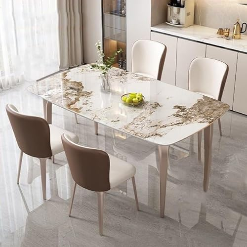 Esstisch mit 4 Stühlen Set, Gestell aus Kohlenstoffstahl Modern Konferenztisch Esszimmer Küche Stühle Tisch Möbel Essgruppe (Color : 3)
