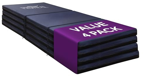 Foam Fall Mat for Elderly, 4 Pack - Thick Tri-Fold Fall Prevention for Seniors - High-Density Impact-Resistant Safety Floor Mat - Aids The Bed of Elderly and Handicapped Patients - 46” x 66” x 2”