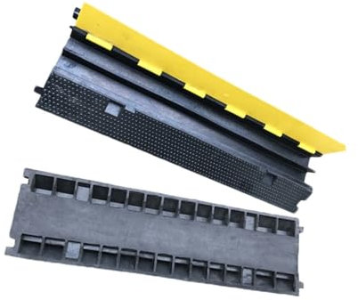 BESNUT Gummi-Rampenschutzkanal, Bodenkabelschutz, Spurreduzierkanalwanne, 2-kanalige modulare Bodenkabel-Drahtabdeckung for Schlauch, Draht und Kabel (Color : 2Channel, Size : A)