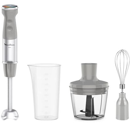 Moulinex Quickchef+, Frullatore a Immersione, Tecnologia con Lame Powelix, 1000 W, Modalità Silenziosa, 20 Velocità, Modalità Turbo, DD673B