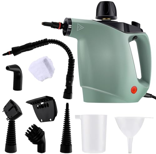 DISHENGZHEN Pulitore a Vapore Multiuso, pulitore a Vapore Portatile da 450 ml con 9 Accessori, pulitore a Vapore Portatile ad Alta Temperatura per Moquette, WC, Pavimento, Forno, Bagno e Finestra