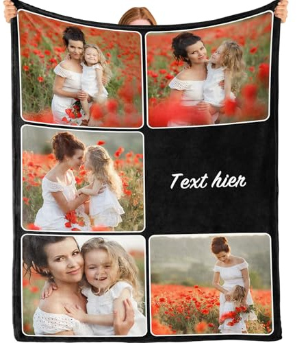 Bemaystar Personalisierte Decke personalisierte Geschenke - Decke mit Foto Fotodecke mit Eigenem Foto Geschenke für Mama, Papa, Baby, Familie, Muttertag, Vatertag, Geburtstag,Weihnachten 5 Foto Text