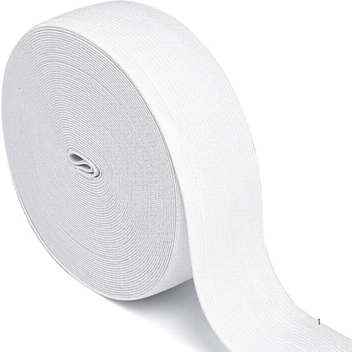 YOYEAH 10 metros de goma de coser de 40 mm de ancho, elástico fuerte para pantalones, accesorios de costura y manualidades, color blanco