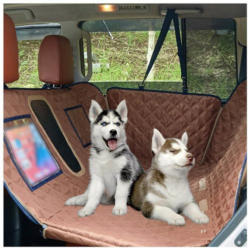 SJWJWOO Bache Voiture Chien avec Planche, Protection Latérale Et Fenêtre De Visualisation Protection Voiture Chien Siege Arriere pour Camion SUV de Voiture,Brown