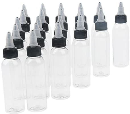 Lot de 20 flacons vides en plastique avec applicateur pour liquide – Contrôle du flux, joint hermétique, matériau PET – pour solvants, huiles, peinture, encre, colle – Facile à transporter – 30 ml