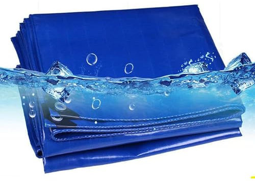 JXLQFA Poolabdeckung für Rund Pools, 1.5x9 m 450g/m² Poolplane aus PVC, Pool Abdeckplane mit Ösen Drahtseil Aluminiumverschluss, wasserdichte Poolfolie für Sommer Winter JXL11, Blau