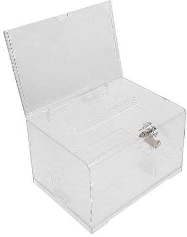OFFSCH Verschließbare Acrylbox Mit Schlitz Für Stimmzettel Und Bargeld Inklusive Schloss Für Sichere Aufbewahrung Transparent Für Faire Abstimmungen