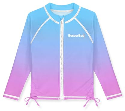 BesserBay Sun Protective Beach Sun Shirt Full Zip Quick-Dry UV Jacket Rashguard Shirt for Big Girls 11-12 Years