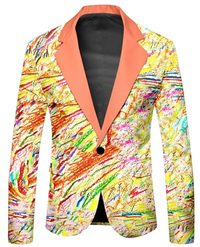 RUMAOZIA Regenbogen Sakko Herren Rainbow Blazer Bunte Festlich Anzugjacke Mottoparty Disco-Anzugjacke 80er Jahre Outfit Business Jacken Geeignet Für Party Abschlussball Hochzeit Karneval kostüm