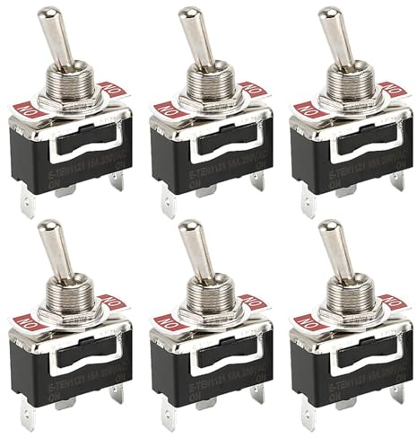 Powice Lot de 6 interrupteurs à bascule, 15 A, 3 pôles, 12 V, noirs