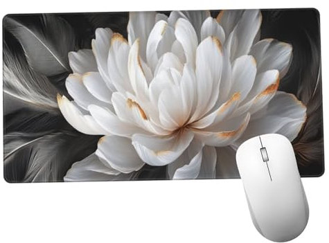 Negro Alfombrilla Ratón 1400x600x3mm Alfombrilla Raton XXL Grande con Base de Goma Antideslizante, Lavable, Accesorios Gaming Flor, Ordenador Gamer Regalos, Mouse Pad Gaming Mejora La Velocida Y1422