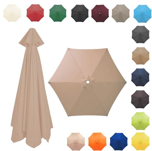 350CM/8 Baleines Auvent De Remplacement Pour parasol De Jardin, Toile Anti UV 50+, Housse De Rechange Polyester