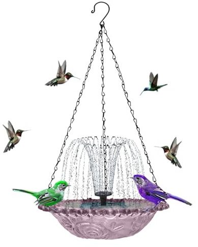 Vogeltränke für den Außenbereich, solarbetrieben, Futternapf, Badewanne, dekorativ, zum Aufhängen, für Garten, Balkon, Terrasse, Außenbereich