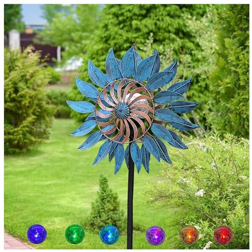 Solaire Moulin A Vent Jardin Exterieur, 213cm Moulin A Vent, Lampe LED à énergie Solaire Moulin à Vent Jardin, pour La Terrasse ExtéRieure du Jardin