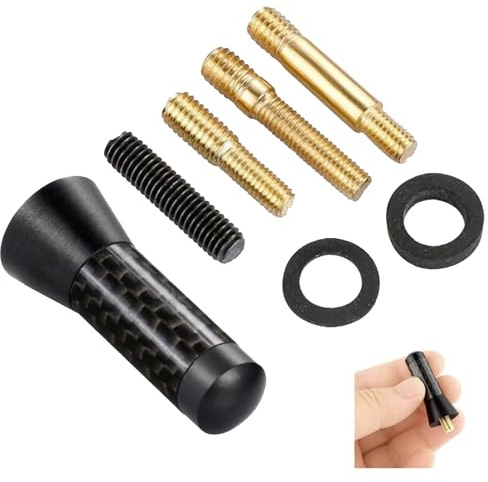 Universal Autoantenne Kurzstabantenne 3,5 cm aus Aluminium und Kohlefaser für PKW, LKW und SUV, Dekorative Dachantenne für FM/AM Empfang,Einfache Montage und Carwash-sicher