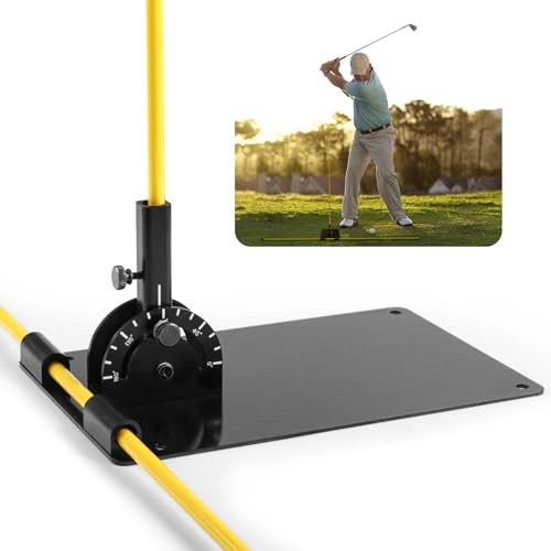 AXKAL Angle Adjustable Golf Alignment Stick Holder with 2 Foldable Sticks, Golf Trainer Aid Teaching Equipment For Swing Path Posture Accuracy Practice & Right Left Handed Golfer (Black)