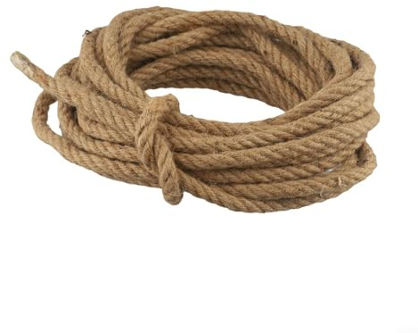 Honseadek Natural Jute Hessian Rope 12mm Brown Hemp Cord Heavy Duty Craft Twine for Garden Plant Tying DIY Home Décor Gift Wrapping Rustic Packaging Pet Safe