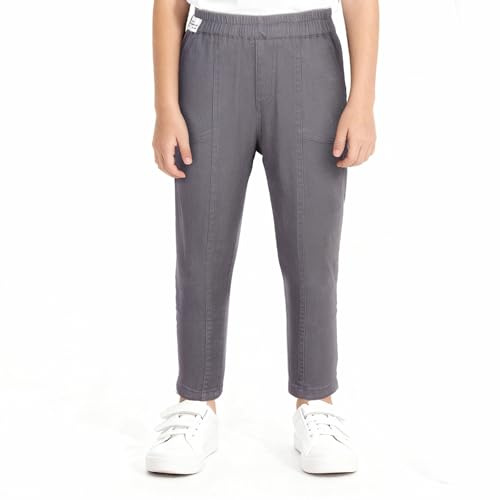 BSBUY Cargobyxor för pojkar barn vardagsbyxor normal passform mörkgrå byxor mjuka joggingbyxor loungebyxor elastisk midja joggingbyxor vandring träningsoverall byxor byxor för camping resor, Casual