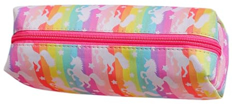 HOODANCOS Tragbares Federmäppchen mit Einhorn Cartoon Muster Großer Kapazität und Reißverschluss Multifunktionale Schreibwarentasche aus Stoff für Schule und Alltag