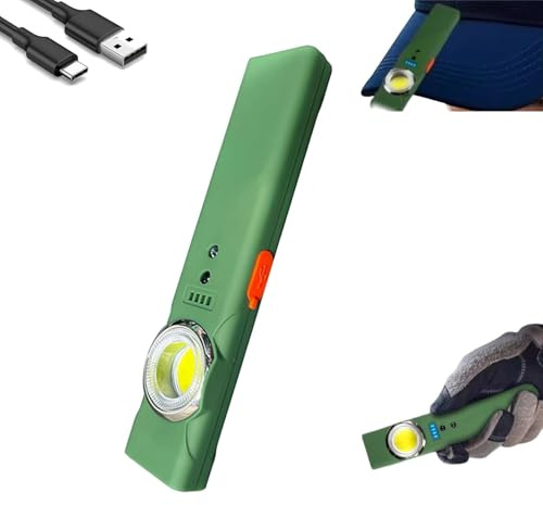 Rechargeable EDC Pocket Flashlight – 800 Lumens Super Slim 5.08×1.06×0.79, Type-C Waterproof Dual Light Source with Motion Sensor & Magnetic Base for Hat, Car Repair, Camping (Red)